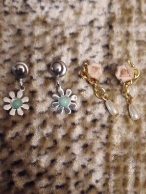 4/$30 Floral Drop Earrings - 2 Pairs